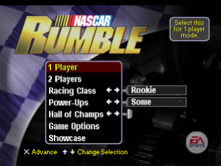NASCAR Rumble title screen for Playstation